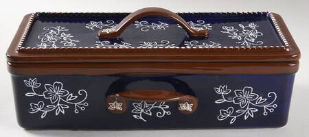 Floral Lace-Blue Multifunctional Baker & Lid with Drip Tray