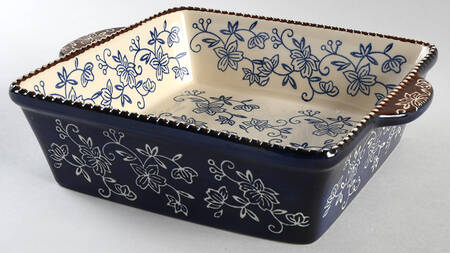 Floral Lace-Blue 9" Square Baker