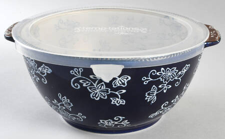 Floral Lace-Blue 9" Mixing Bowl & Plastic Lid by Temp-Tations