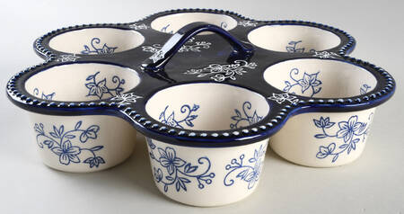 Floral Lace-Blue Muffin Pan (Holds 6 Muffins)