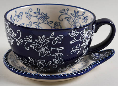 Floral Lace-Blue Soup Mug & Lid-It