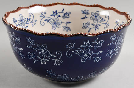 Floral Lace-Blue 8" Round Vegetable Bowl