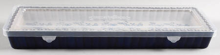 Floral Lace-Blue 14" Rectangular Tray With Plastic Lid (TRRE14, TR14L) by Temp-Tations