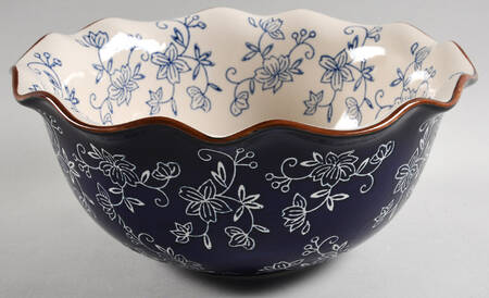 Floral Lace-Blue 9" Scalloped Bowl by Temp-Tations