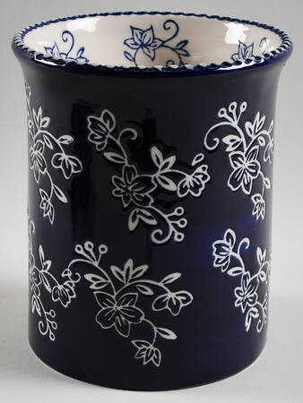 Floral Lace-Blue Utensil Holder