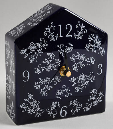 Floral Lace-Blue Small Desk Clock by Temp-Tations