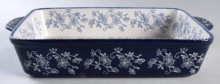 Floral Lace-Blue 15" Rectangular Baker
