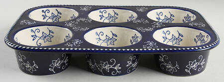 Floral Lace-Blue Texas Size Muffin Pan (Holds 6 Muffins) by Temp-Tations
