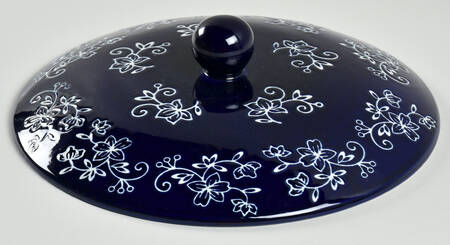 Floral Lace-Blue Ceramic Lid for 10" Pie Baking Plate