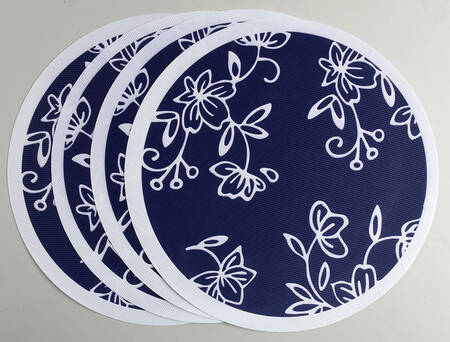 Floral Lace-Blue Vinyl Placemat - Set of 4 by Temp-Tations