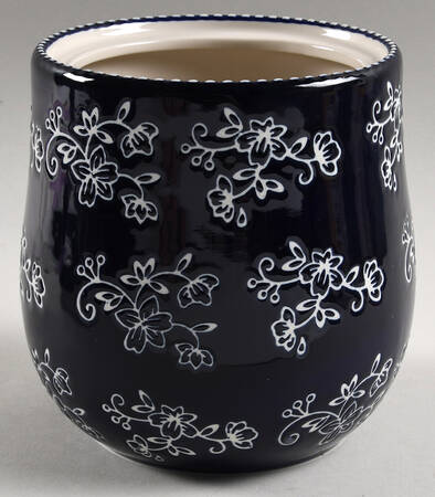 Floral Lace-Blue 6" Canister No Lid