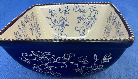 Floral Lace-Blue 8" Square Bowl