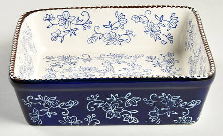 Floral Lace-Blue 9" Square Baker