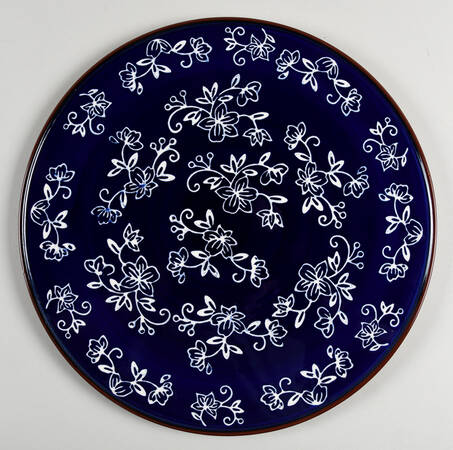 Floral Lace-Blue 13" Pizza/Cheese/Cake Plate