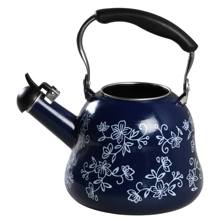 Floral Lace-Blue Metal Kettle No Lid