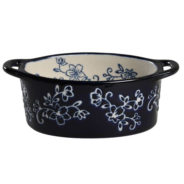 Floral Lace-Blue 10 Oz Oval Individual Casserole No Lid