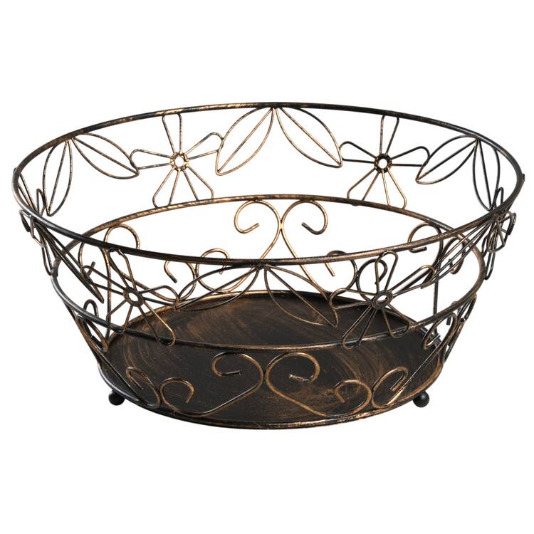 Floral Lace-Blue Wire/Metal Basket