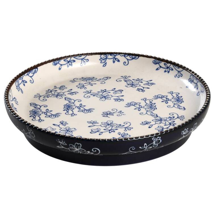 Floral Lace-Blue Cake/Chip Plate for Cake/Chip & Dip Pedestal Set