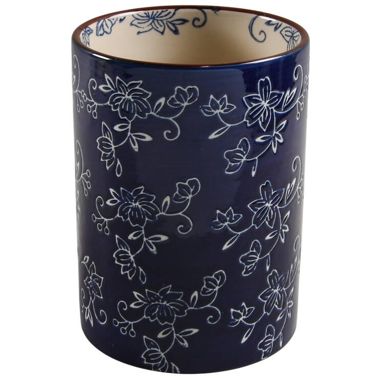 Floral Lace-Blue Utensil Holder