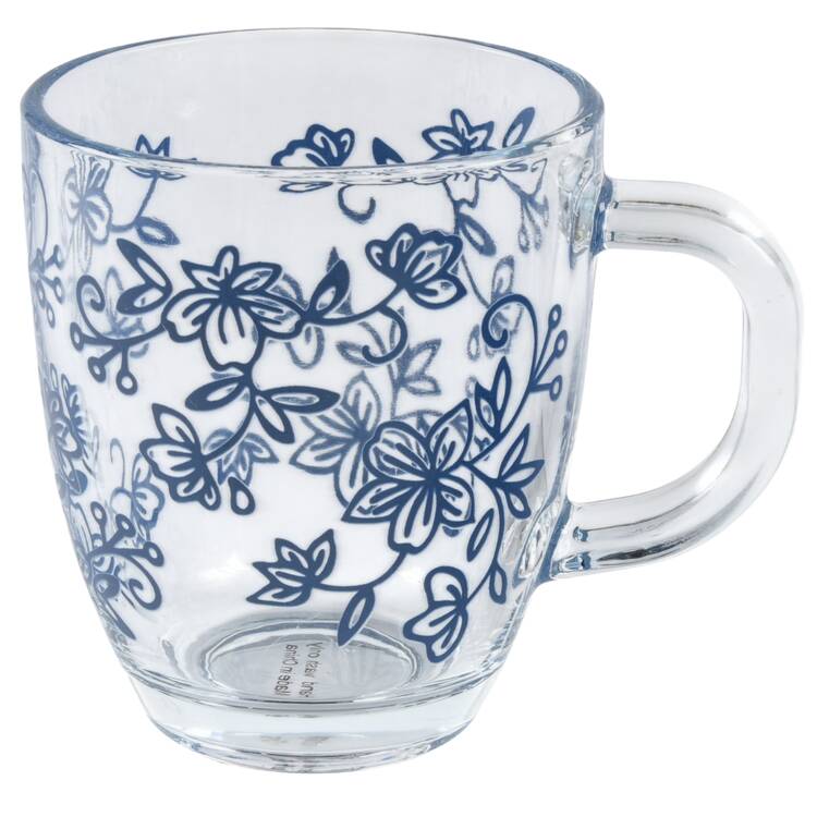 Floral Lace-Blue Glassware Mug by Temp-Tations