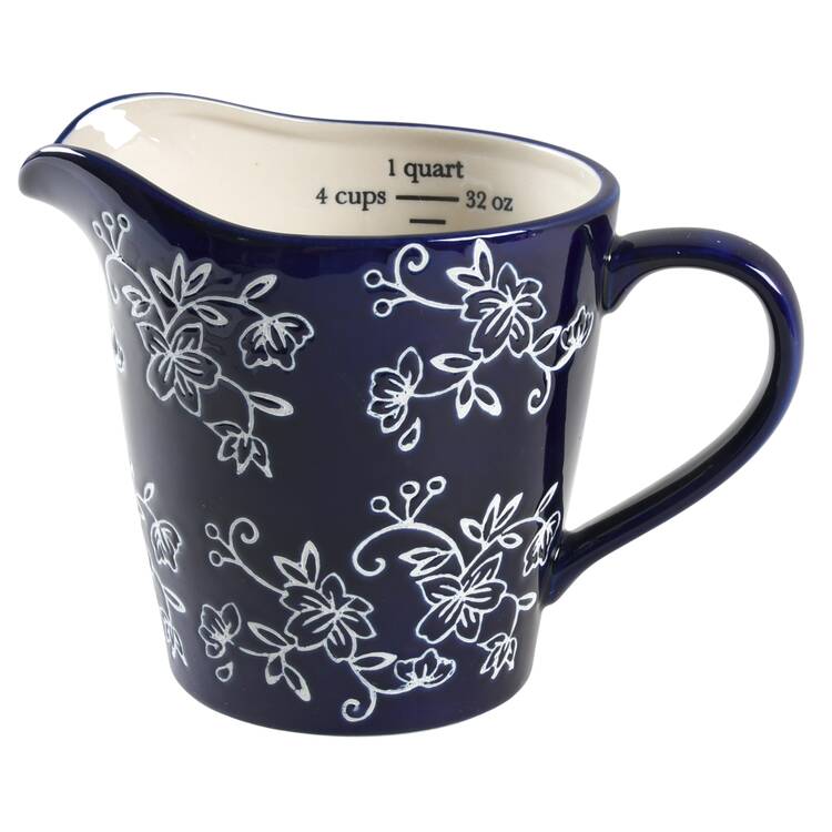 Floral Lace-Blue 32 Oz Measuring Jug by Temp-Tations
