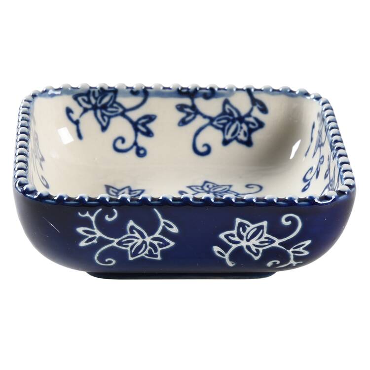 Floral Lace-Blue Individual Square Dip Dish by Temp-Tations