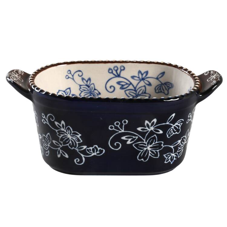 Floral Lace-Blue Oval Ramekin