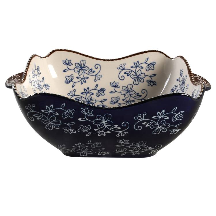 Floral Lace-Blue 2 Qt Square Bake & Serve Bowl