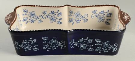 Floral Lace-Blue 13"  Rectangular Baker