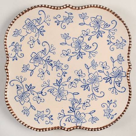 Floral Lace-Blue Square Salad Plate