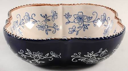 Floral Lace-Blue Square Soup Bowl