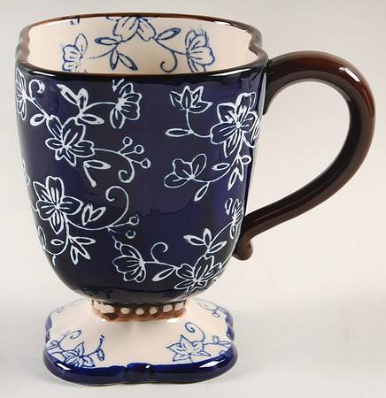 Floral Lace-Blue Square Mug