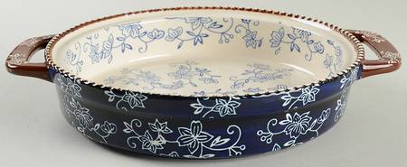 Floral Lace-Blue 9" Round Baker