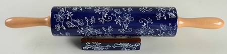 Floral Lace-Blue Rolling Pin & Stand
