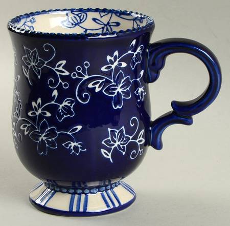 Floral Lace-Blue Footed Mug by Temp-Tations