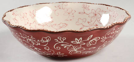 Floral Lace Cranberry Soup/Cereal Bowl