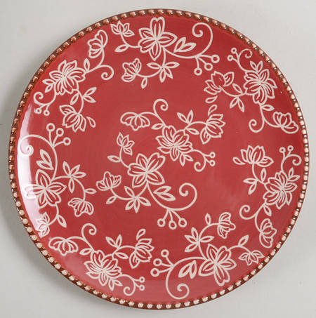 Floral Lace Cranberry Coupe Salad Plate