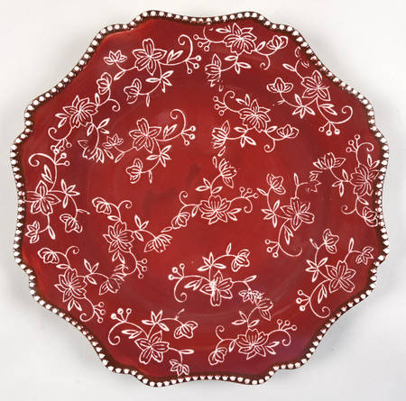 Floral Lace Cranberry Dinner Plate