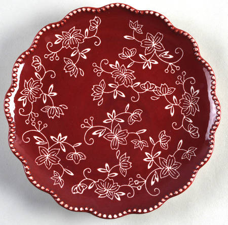 Floral Lace Cranberry Coupe Salad Plate