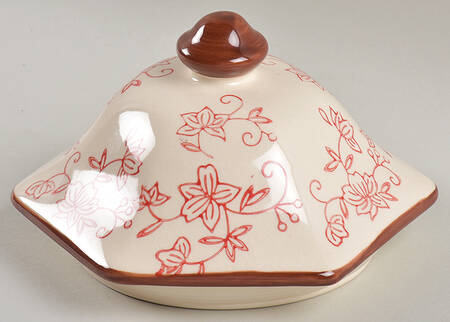Floral Lace Cranberry Lid for Medium Canister