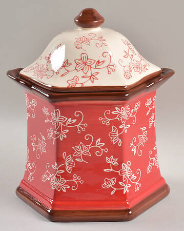Floral Lace Cranberry Medium Canister & Lid by Temp-Tations
