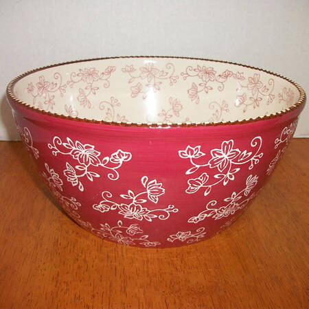 Floral Lace Cranberry 9" Mixing Bowl