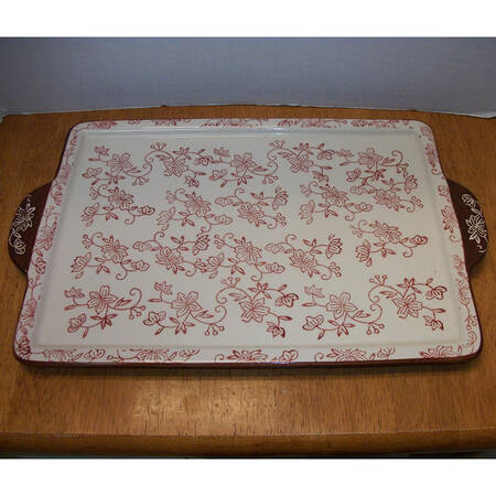 Floral Lace Cranberry 13" Rectangular Tray