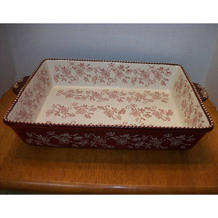 Floral Lace Cranberry 13"  Rectangular Baker