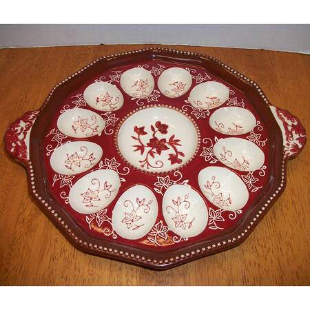 Floral Lace Cranberry Deviled Egg Plate