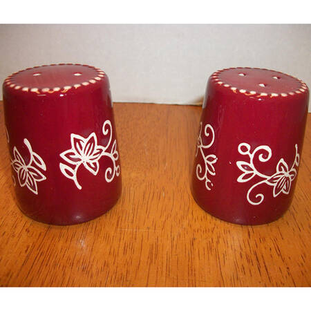 Floral Lace Cranberry Salt & Pepper Set (Centertaining Lazy Susan Set)