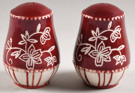 Floral Lace Cranberry Salt & Pepper Set