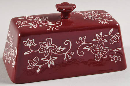Floral Lace Cranberry Lid for 1/4 Lb Butter