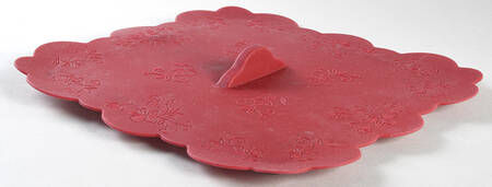 Floral Lace Cranberry Silicone Lid for 7" X 7" Square Baker