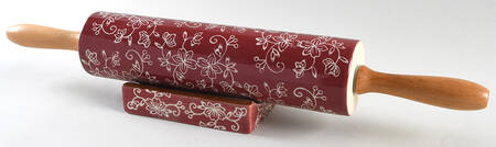 Floral Lace Cranberry Rolling Pin & Stand